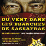 Affiche de la pièce "Du vent dans les branches de sassafras" mis en scène par Alain Carré dans le parc de la mairie de Vandoeuvres.