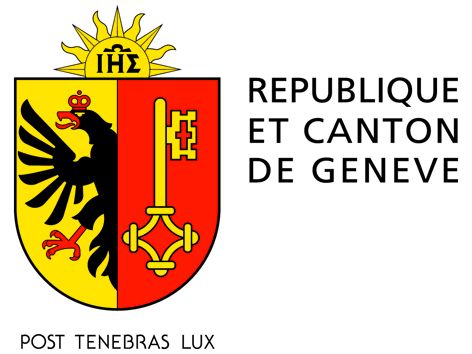 Logo de l'État de Genève avec l'aigle et la clef et avec l'inscription post tenebras lux.