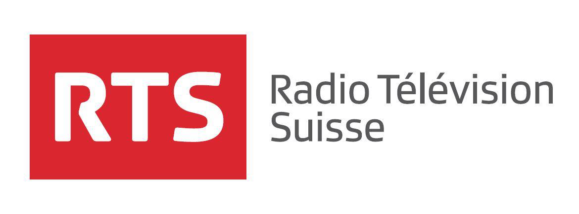 Logo de la RTS, radio télévision suisse.