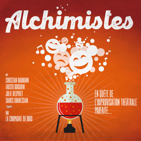 Affiche couleur du spectacle d'improvisation "Alchimistes".