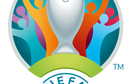 une coupe est dessinée en couleur avec le texte "euro 2020 UEFA"