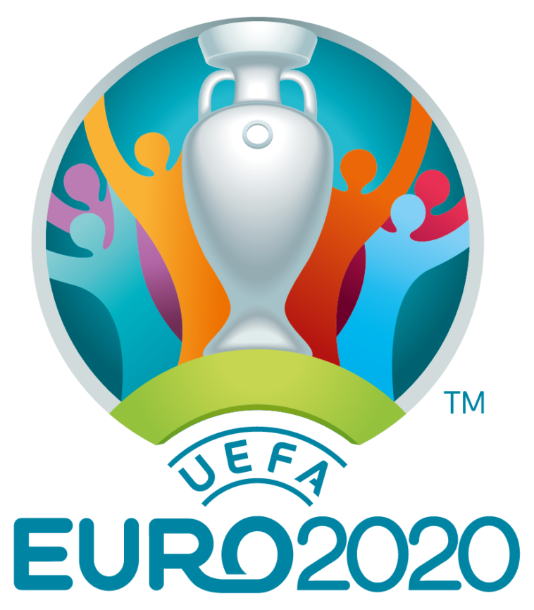 une coupe est dessinée en couleur avec le texte "euro 2020 UEFA"